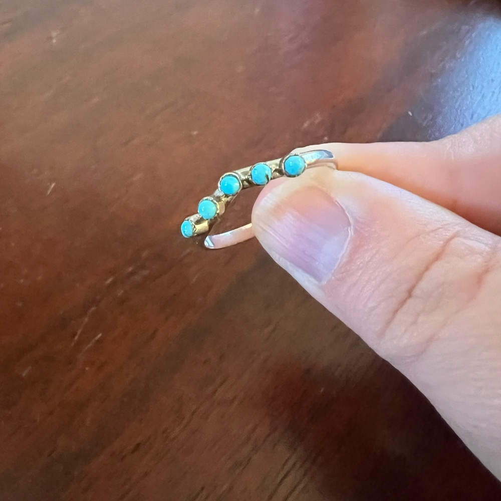 Silver And Turquoise Stacker Ring - image 3